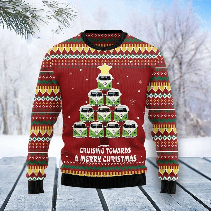 VW Bus Christmas Tree Ugly Christmas Sweater | For Men & Women | Adult | US1291- Best Christmas Gifts 2023