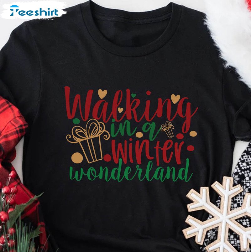 Walking In A Winter Wonderland Sweatshirt, Christmas Snowflakes Unisex Hoodie Tee Tops