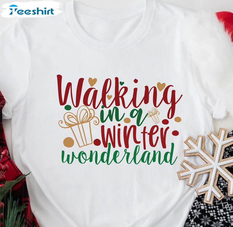 Walking In A Winter Wonderland Sweatshirt, Christmas Snowflakes Unisex Hoodie Tee Tops