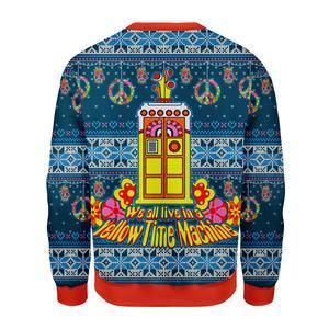 We All Live In A Yellow Time Machine Ugly Christmas Sweater | For Men & Women | Adult | US3346- Best Christmas Gifts 2023