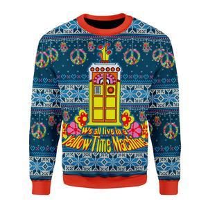 We All Live In A Yellow Time Machine Ugly Christmas Sweater | For Men & Women | Adult | US3346- Best Christmas Gifts 2023