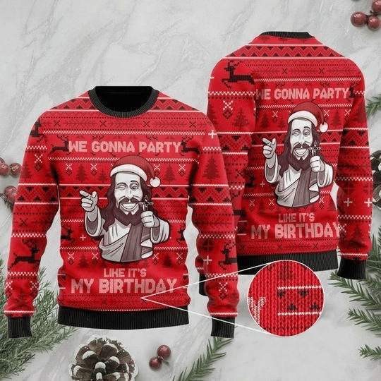 We Gonna Party Like It’s My Birthday Jesus Ugly Christmas Sweater | For Men & Women | Adult |  US1012- Best Christmas Gifts 2023