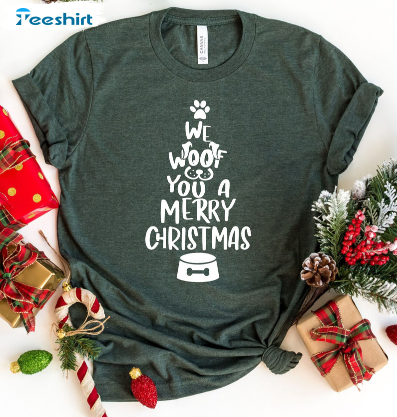 We Woof You A Merry Christmas Shirt – Christmas Dog Lover Unisex Hoodie Crewneck