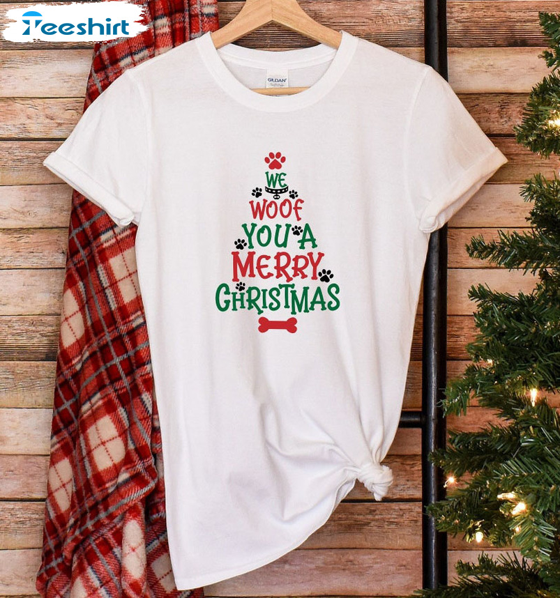 We Woof You A Merry Christmas Shirt – Christmas Dog Short Sleeve Unisex Hoodie