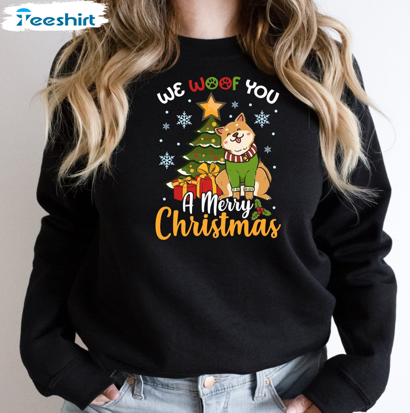 We Woof You A Merry Christmas Shirt – Christmas Dog Tee Tops Crewneck