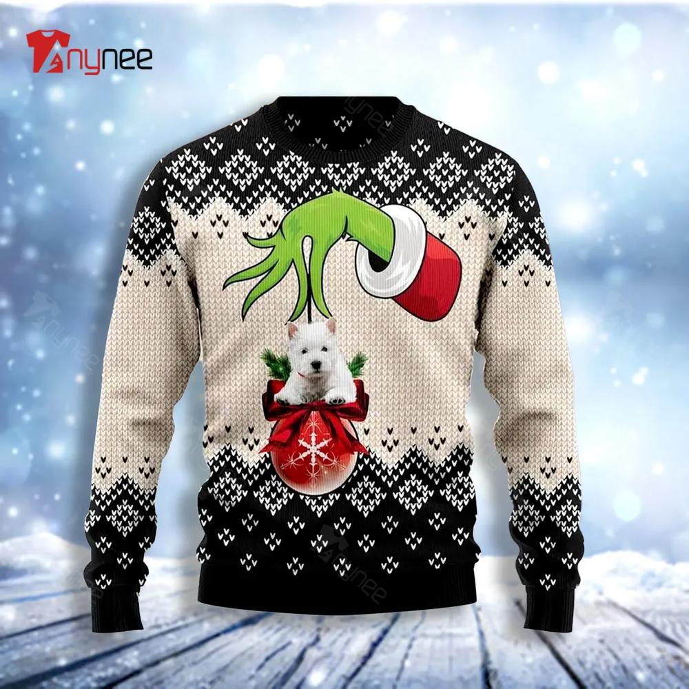 West Highland White Terrier Xmas Ball Funny Ugly Christmas Sweater- Best Christmas Gifts 2023