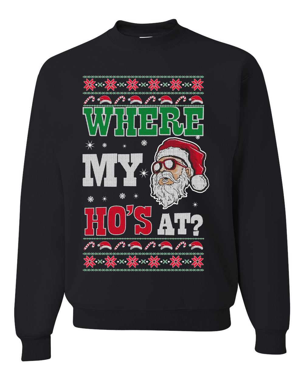 Where my Hos At Santa Funny Ugly Christmas Sweater- Best Christmas Gifts 2023