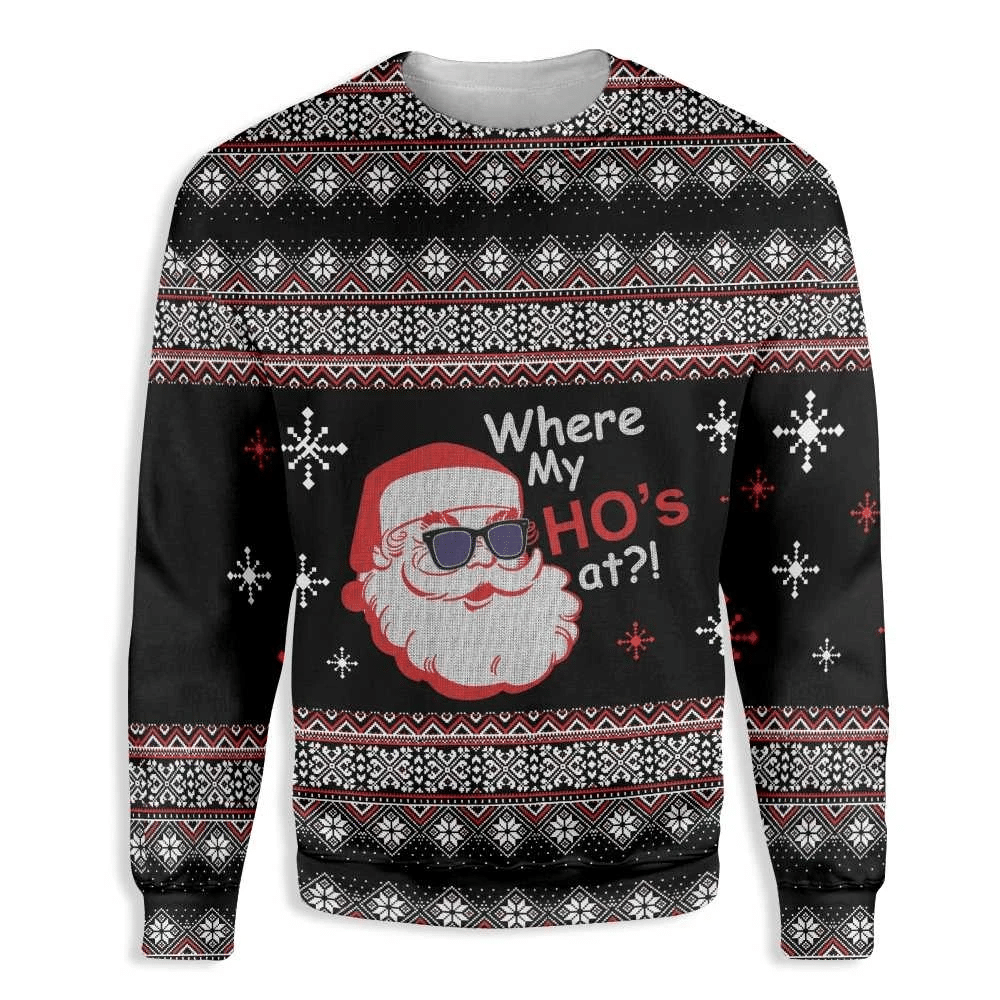 Where My Ho’s At Ugly Christmas Sweater | For Men & Women | Adult | US3155- Best Christmas Gifts 2023