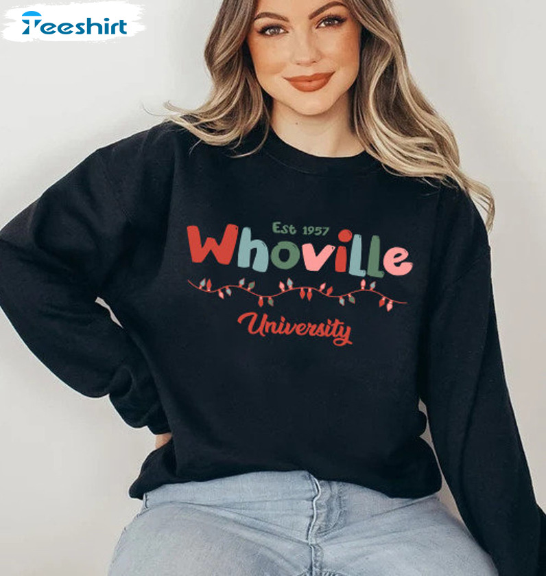 Whoville University Est 1957 Christmas, Whoville Christmas Crewneck Green