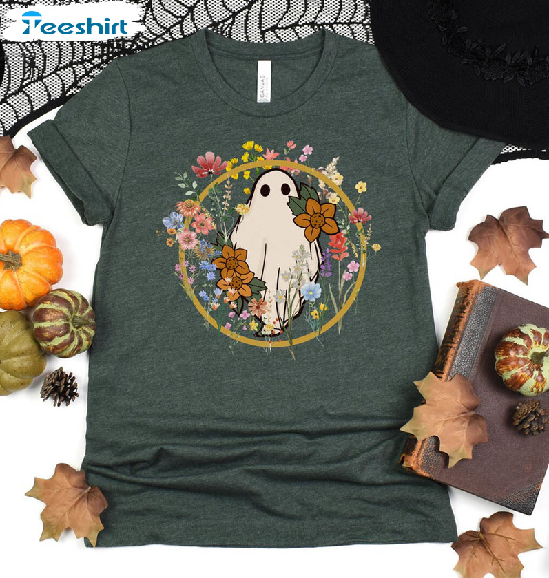 Wildflower Halloween Shirt, Floral Teacher Unisex Hoodie Short Sleeve