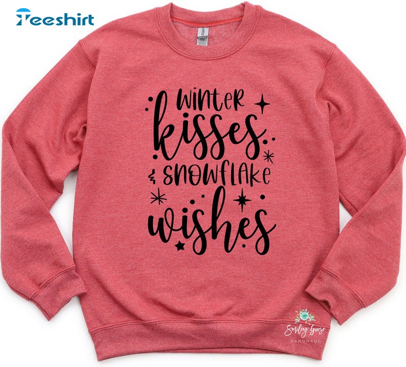 Winter Kisses Snowflake Wishes Christmas Sweatshirt Hoodie Long Sleeve T-Shirt