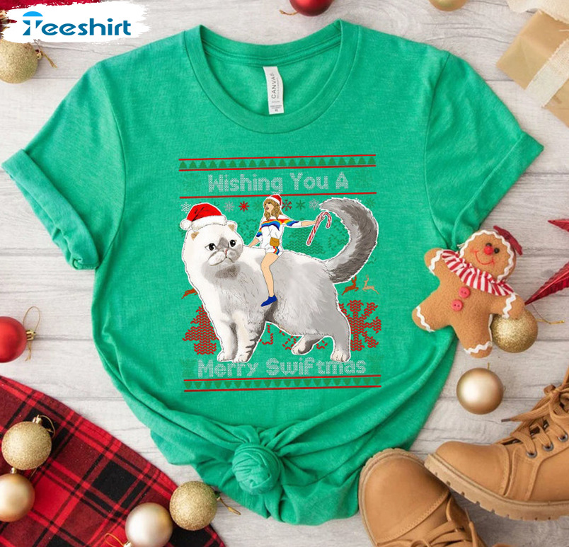 Wishing You A Merry Swiftmas Shirt, Christmas Taylor Crewneck Short Sleeve