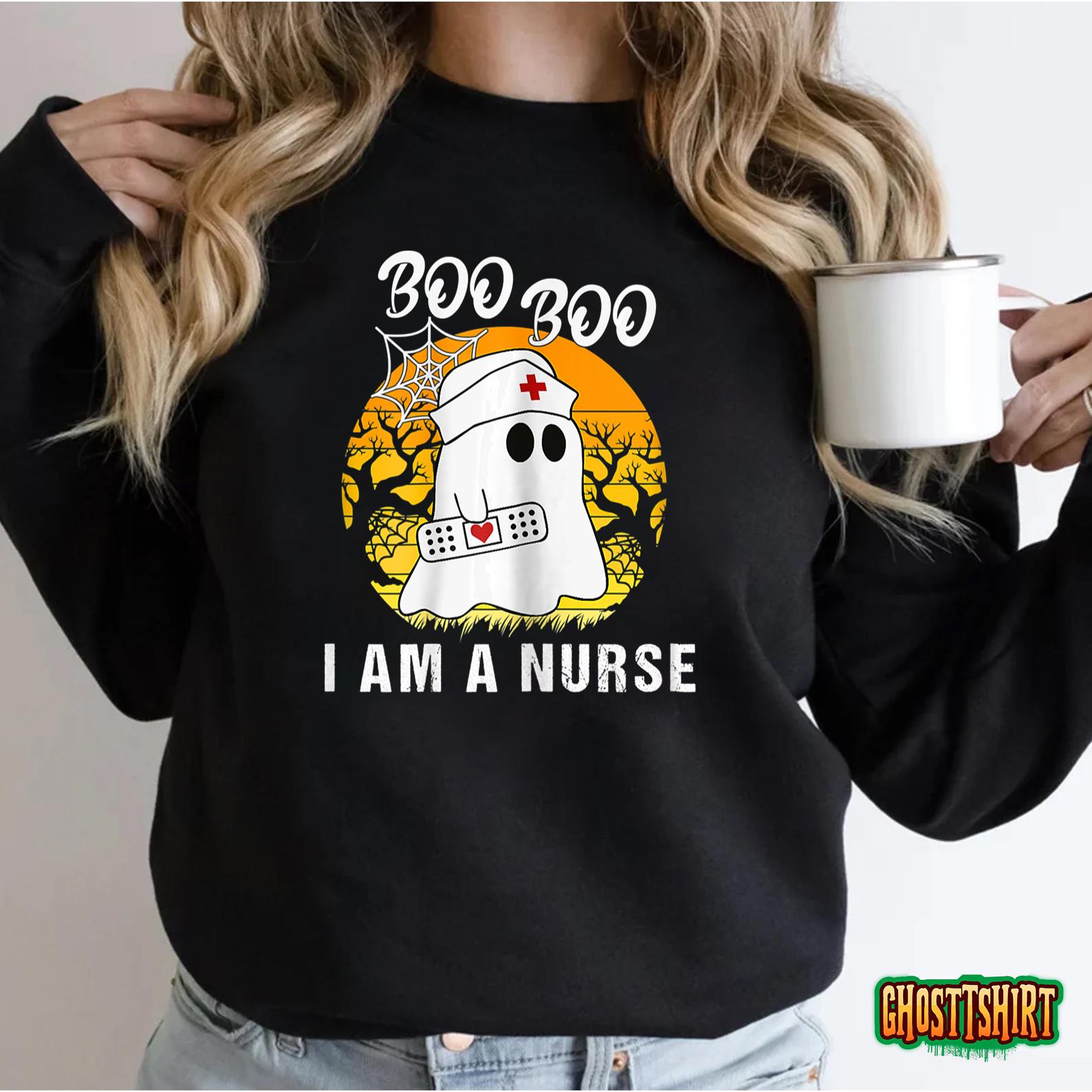 Womens BOO BOO I Am A Nurse Funny Ghost Halloween 2022 T-Shirt