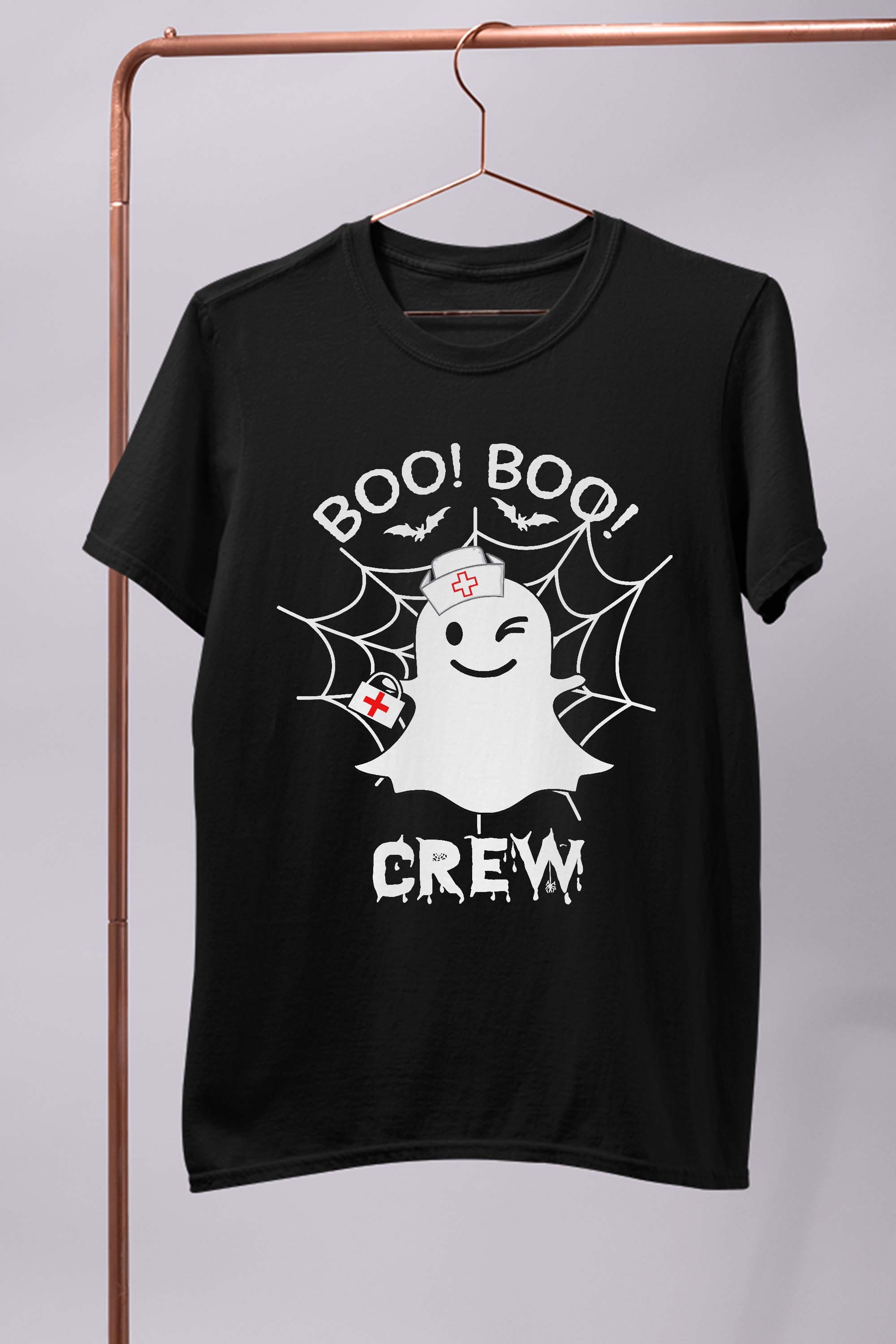 Womens Nurse RN Boo Boo Crew Ghost Nursing Funny Halloween T-Shirt