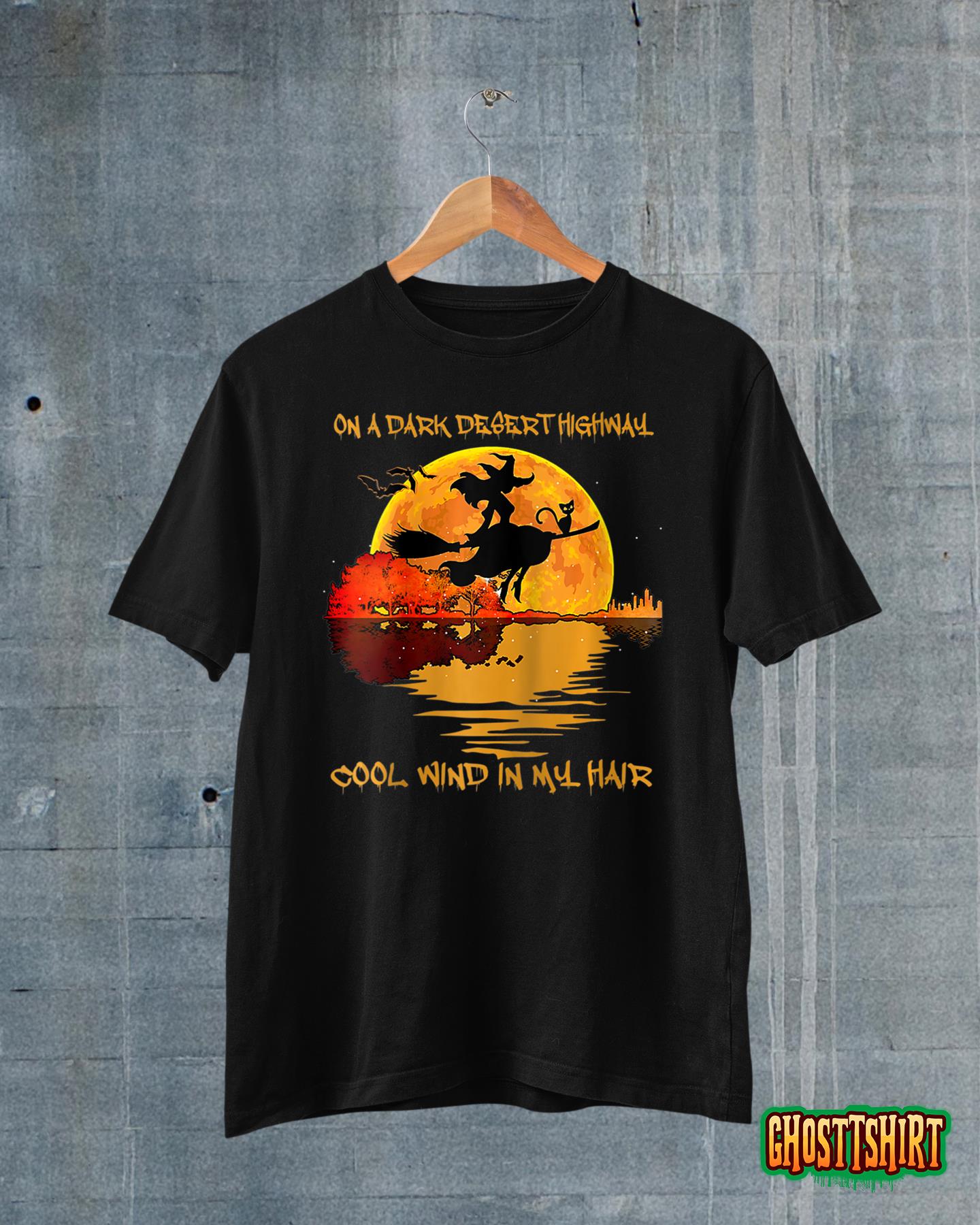 Womens On A Dark Desert Highway-Cool Wind In My Hair Witch Raglan V-Neck T-Shirt