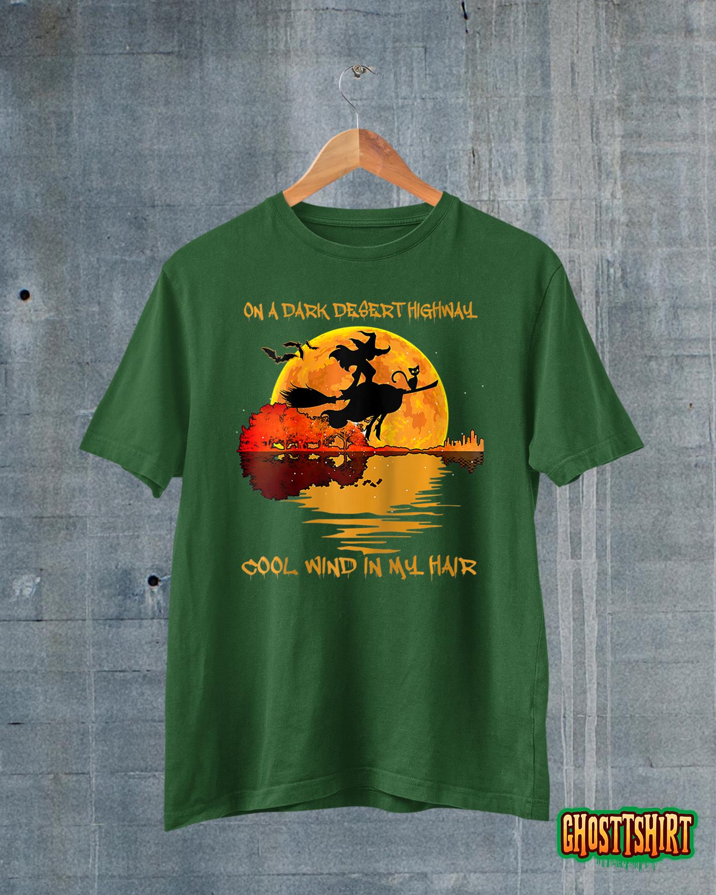 Womens On A Dark Desert Highway-Cool Wind In My Hair Witch Raglan V-Neck T-Shirt