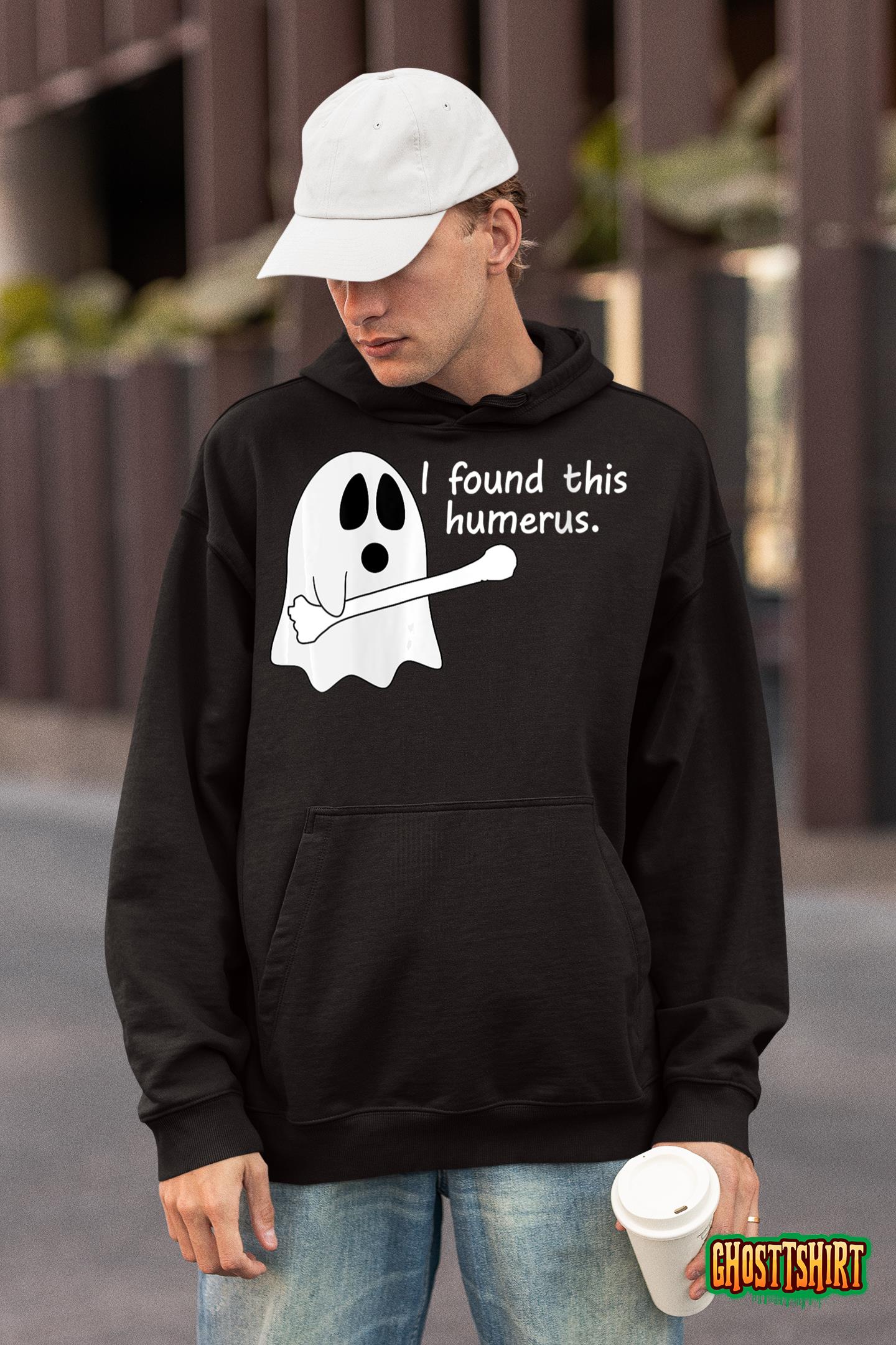 Womens Ortho Nurse Halloween I Found This Humerus Funny Boo Ghost Hoodie