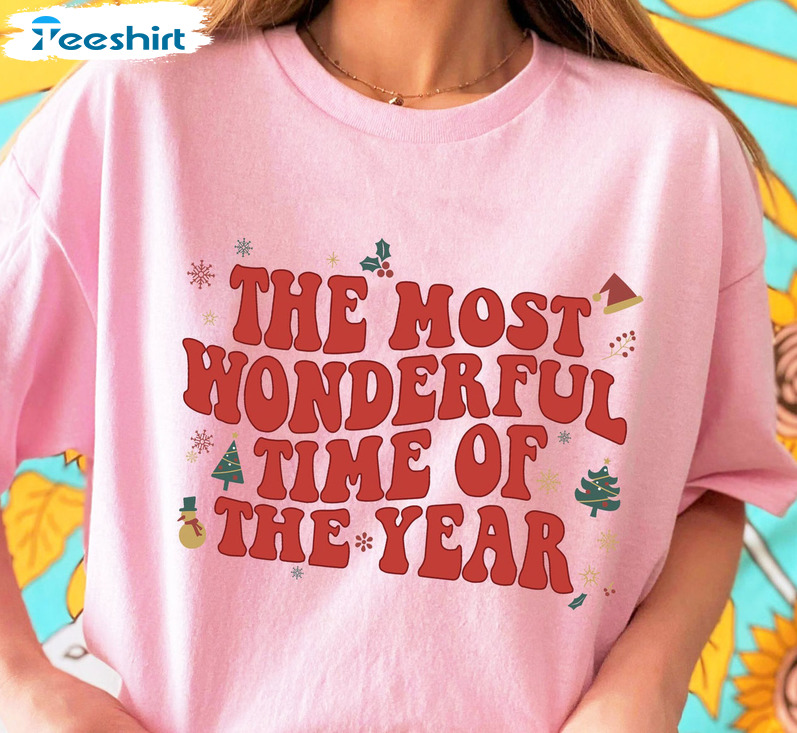 Wonderful Time Of The Year Shirt – Christmas Groovy Tee Tops Long Sleeve