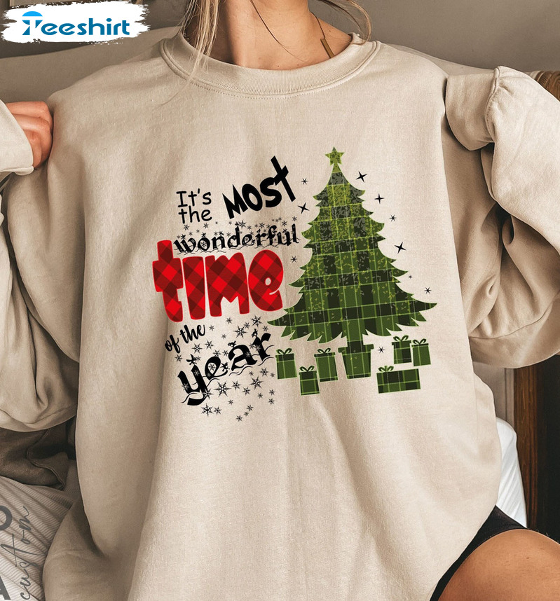 Wonderful Time Of The Year Shirt – Christmas Tree Crewneck Unisex Hoodie