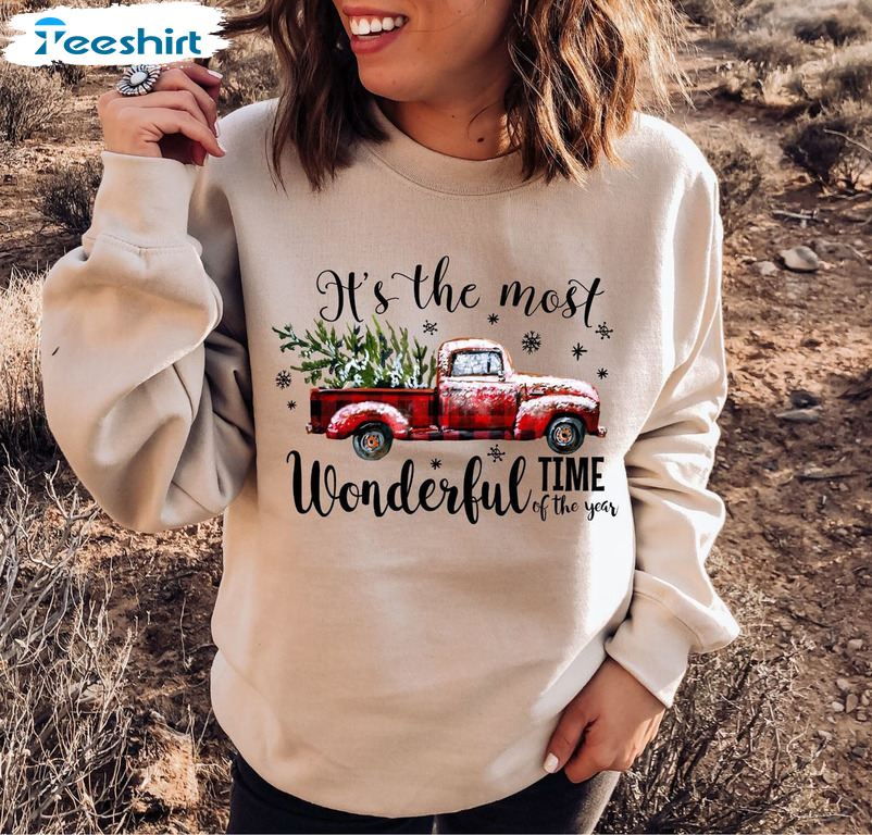 Wonderful Time Of The Year Shirt – Christmas Truck Long Sleeve Unisex Hoodie