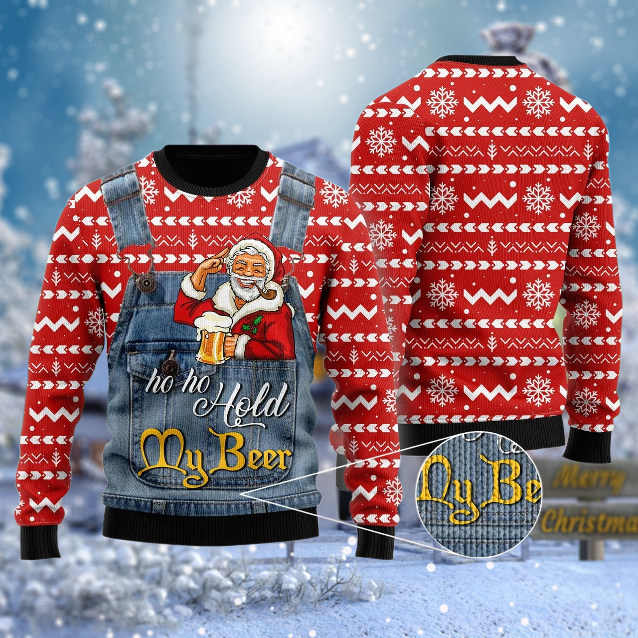 Xmas Santa Ho Ho Hold My Beer Ugly Sweater – Best Christmas Gifts 2023