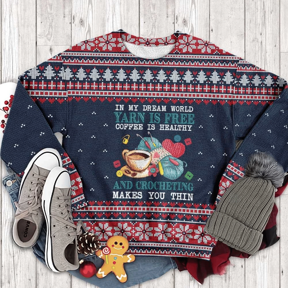 Yarn Is Free Crochet Sewing  Ugly Christmas Sweater | For Men & Women | Adult | US3154- Best Christmas Gifts 2023