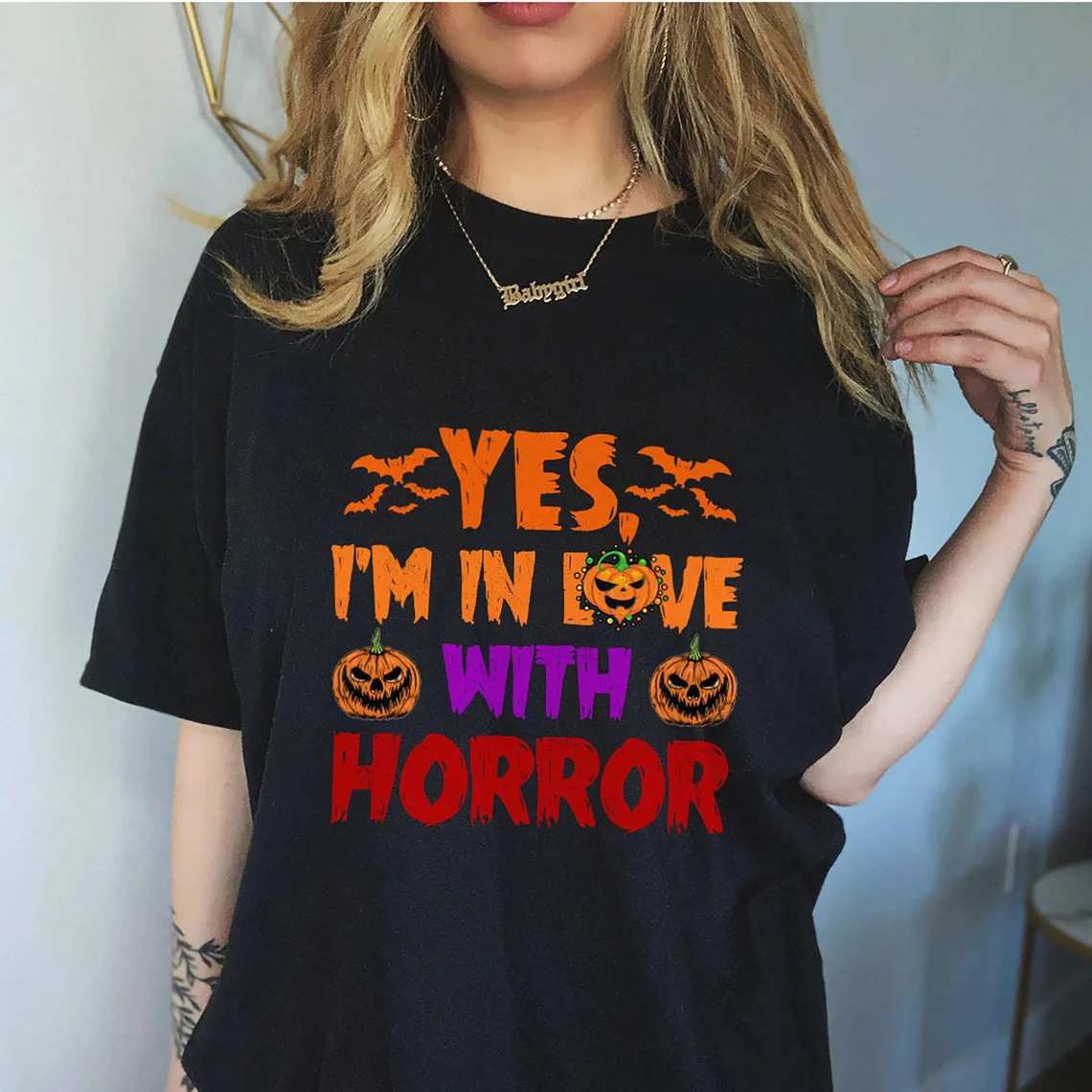 Yes I’m In Love With Horror Halloween Pumpkin T-Shirt