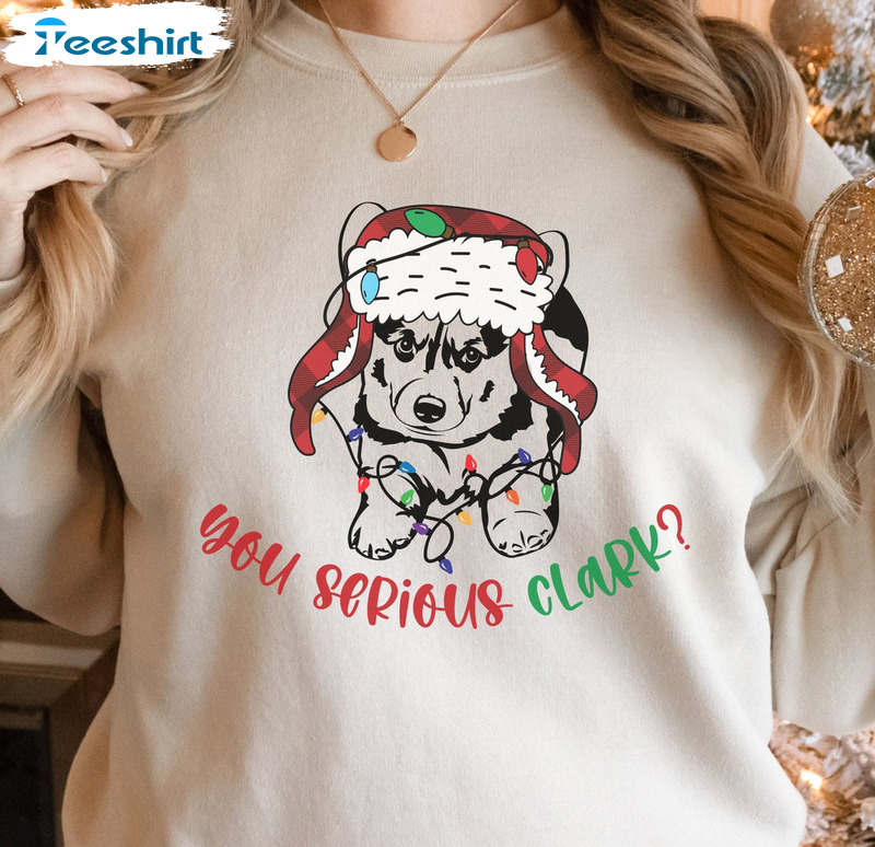 You Serious Clark Corgi Christmas Shirt, Corgi Dog Unisex Hoodie Long Sleeve