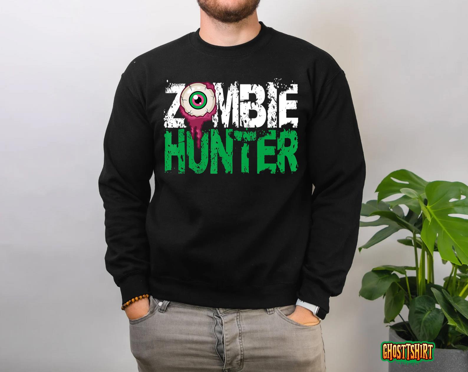 Zombie Hunter Halloween Shirt Cute With An Eye Hunting Sweatshirt