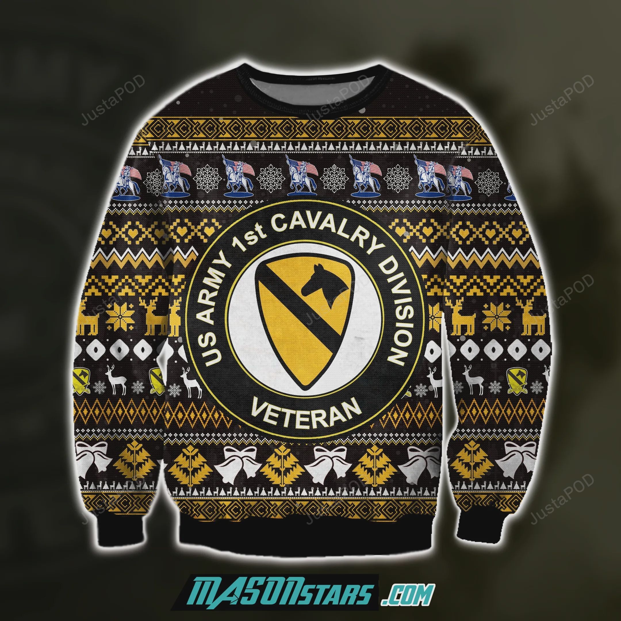 1st Cavalry Division Veteran US Army Logo Christmas Ugly Sweater- Best Christmas Gifts 2023