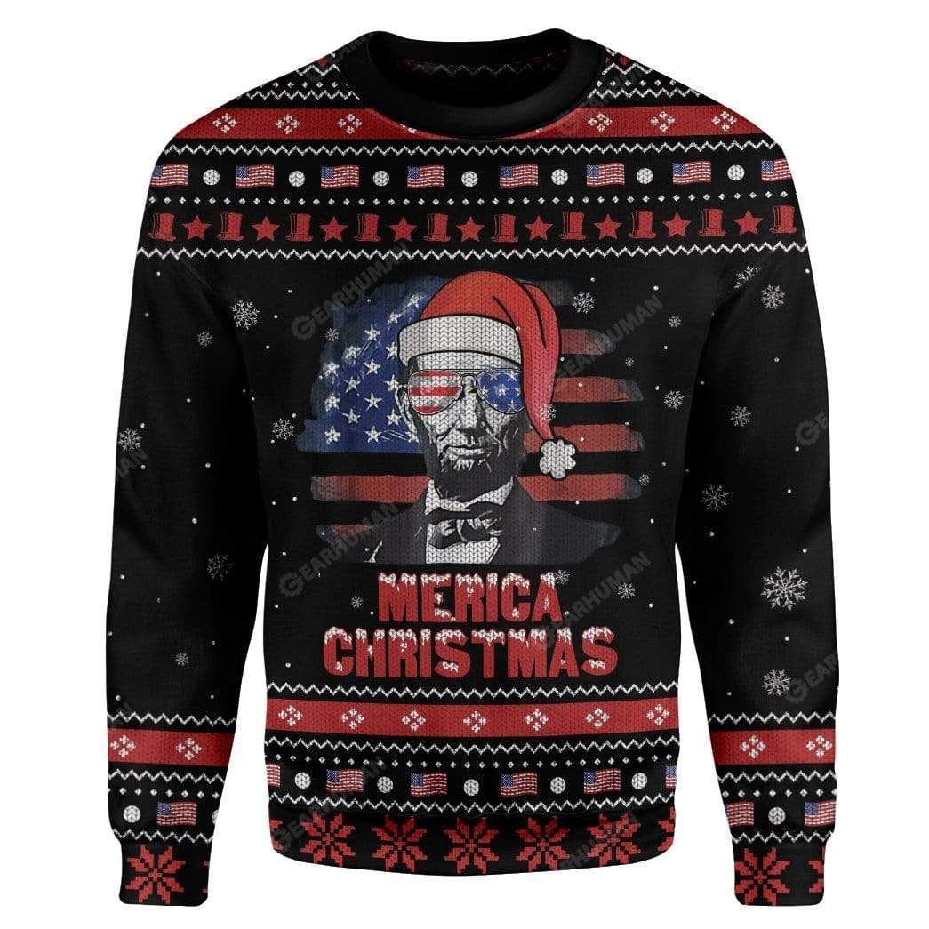 Abraham Lincoln Christmas Ugly Sweater- Best Christmas Gifts 2023