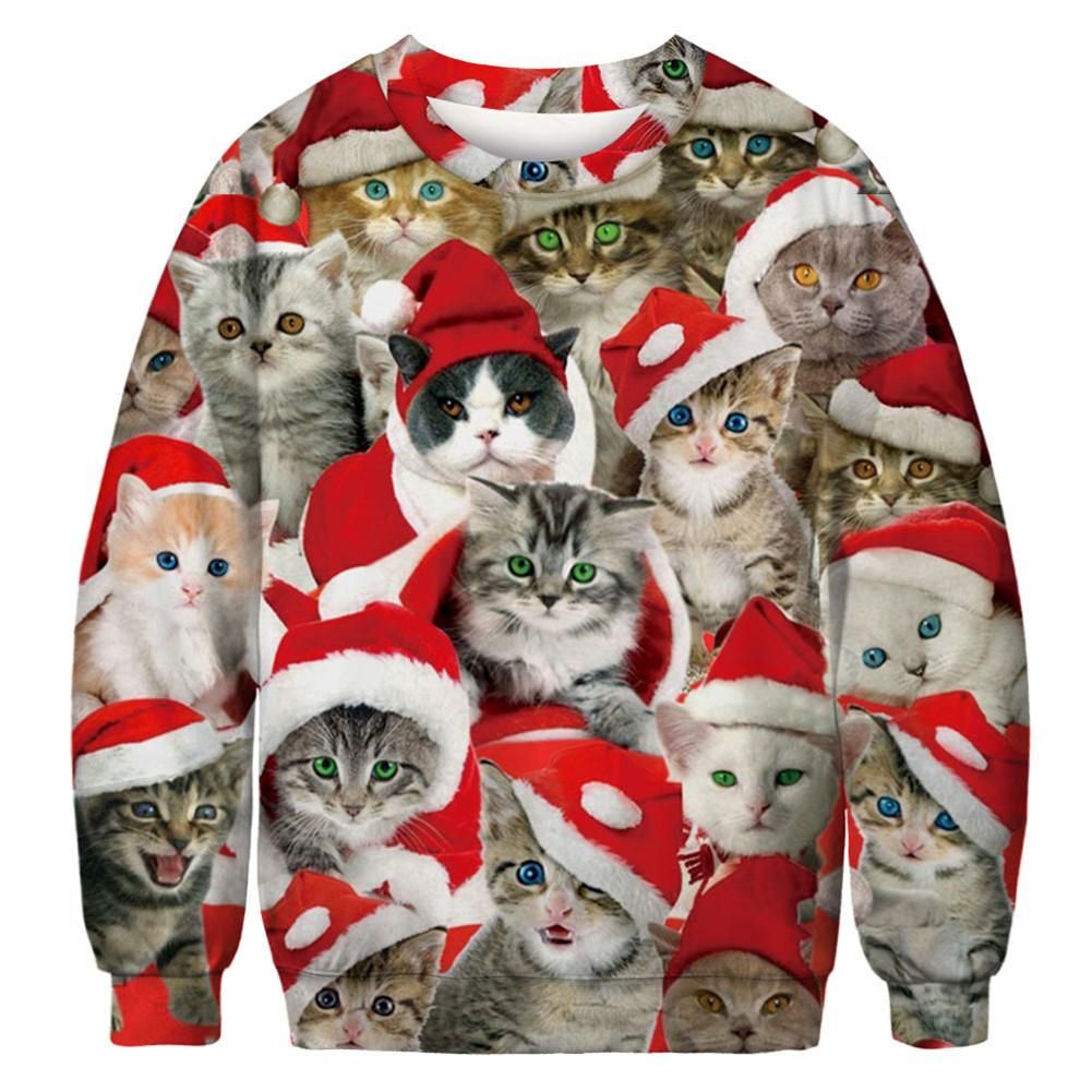 Adorable Cat With Red Hat Christmas Ugly Sweater- Best Christmas Gifts 2023