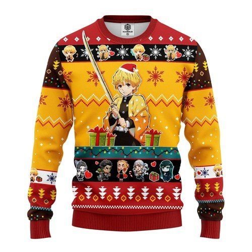 Agatsuma Zenitsu Demon Slayer Christmas Ugly Sweater- Best Christmas Gifts 2023