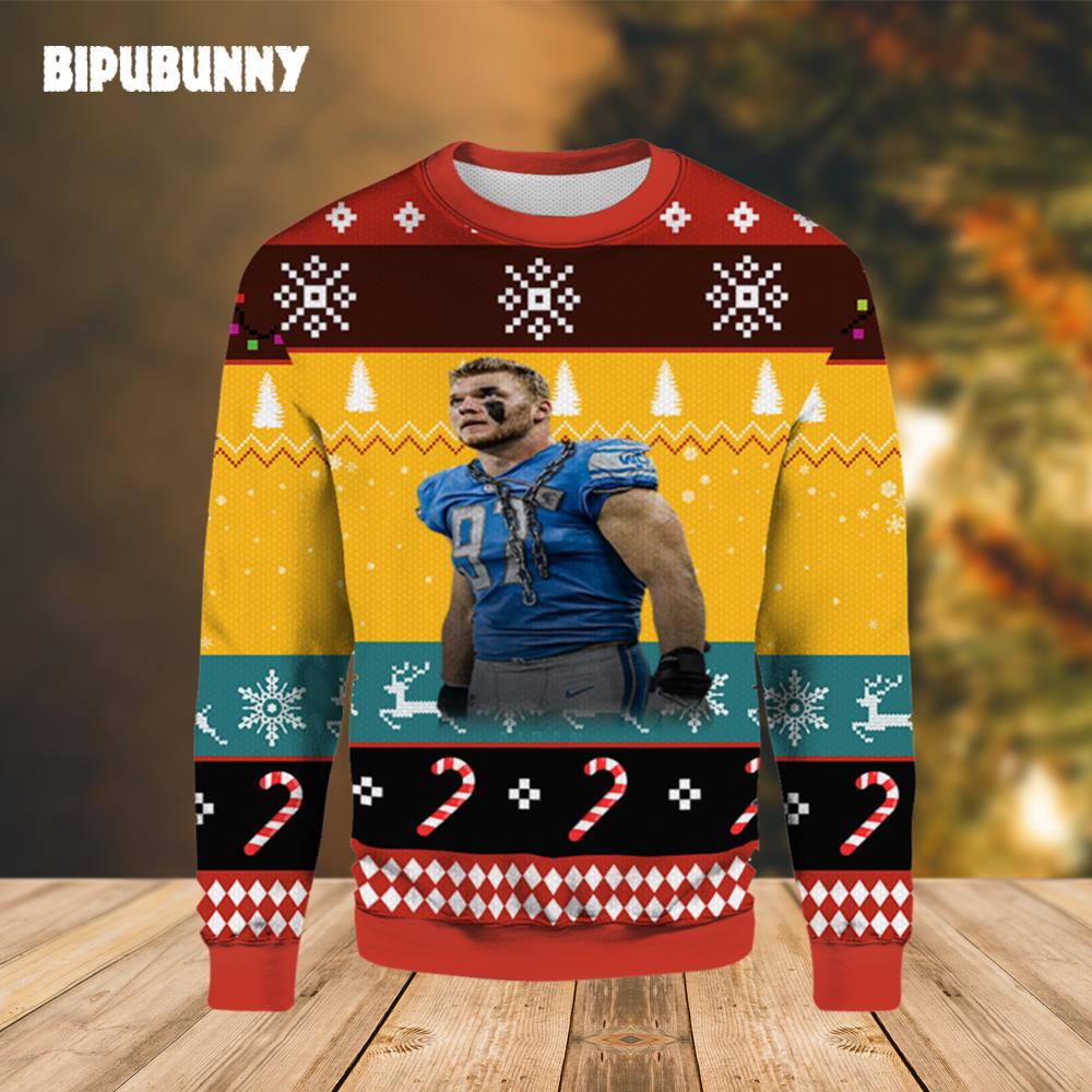 Aidan Hutchinson Detroit Lions Ugly Christmas Sweater- Best Christmas Gifts 2023