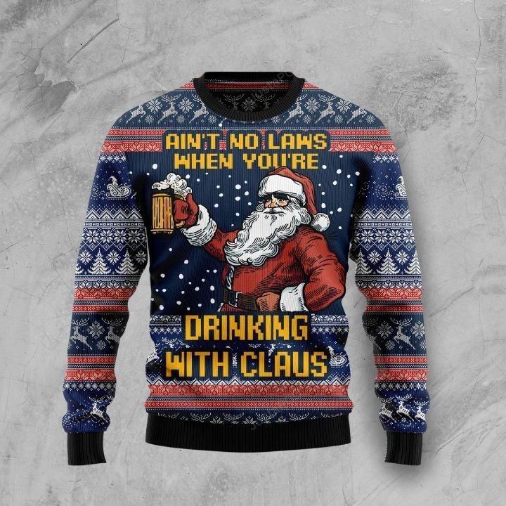 Ain’t No Law When Drinking Beer Christmas Ugly Sweater- Best Christmas Gifts 2023