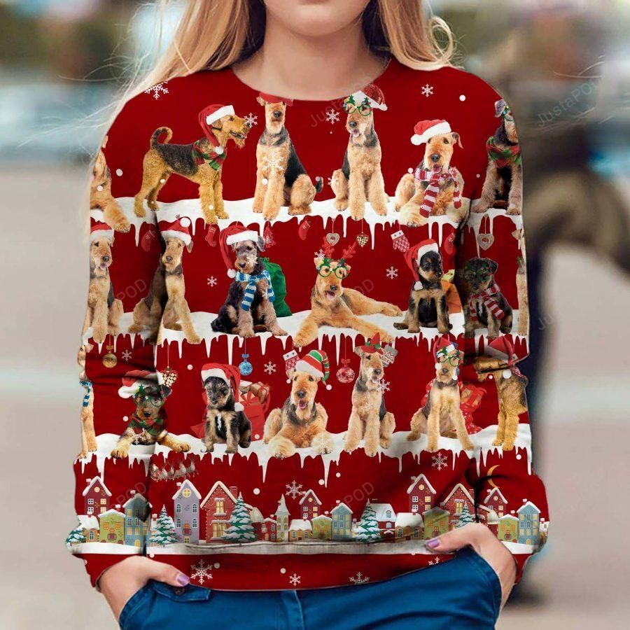 Airedale Terrier Snow Christmas Ugly Sweater- Best Christmas Gifts 2023