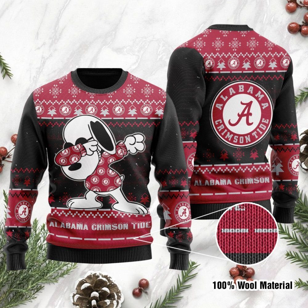 Alabama Crimson Tide Snoopy Dabbing Holiday Party Christmas Ugly Sweater- Best Christmas Gifts 2023