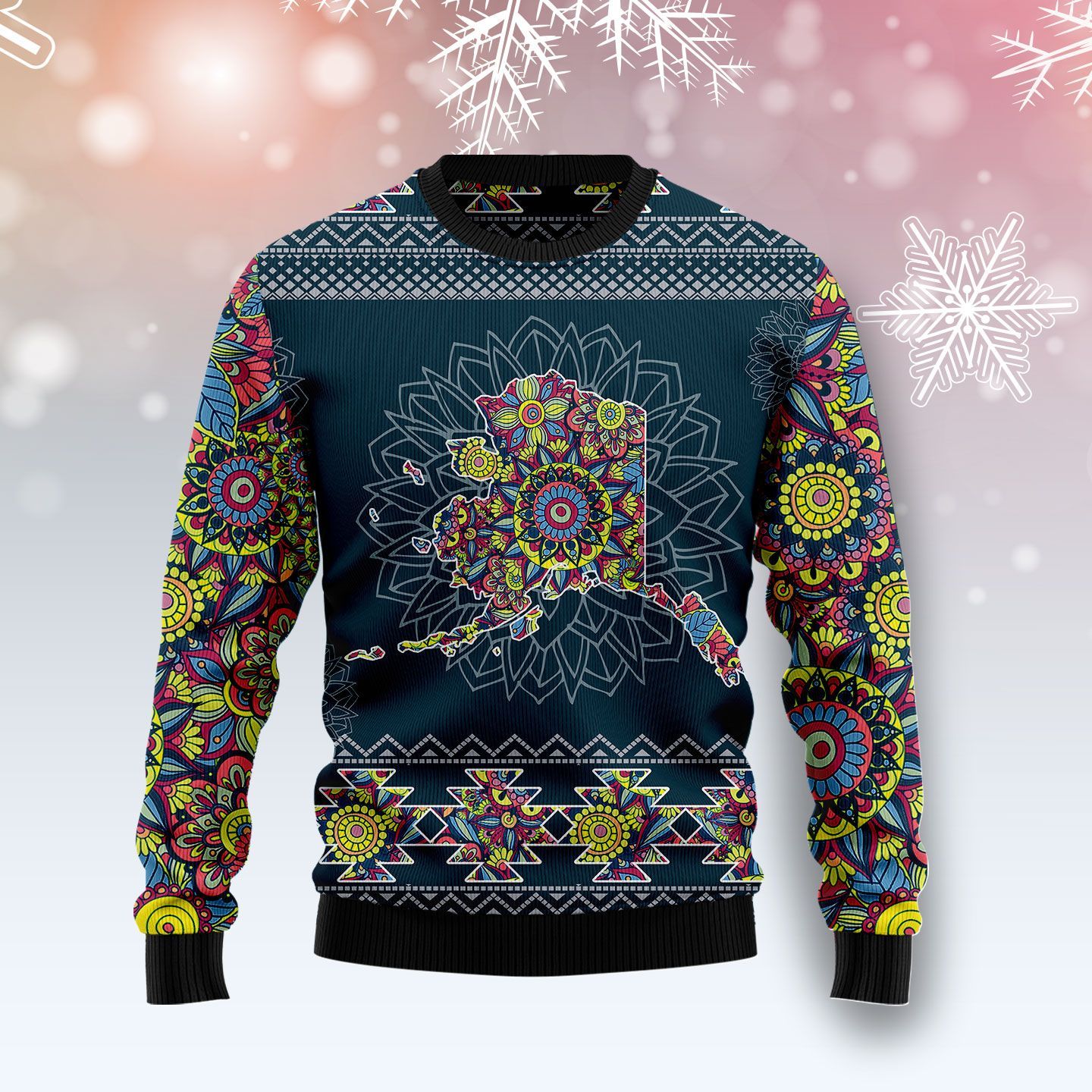 Alaska Blue Mandala Christmas Ugly Sweater- Best Christmas Gifts 2023