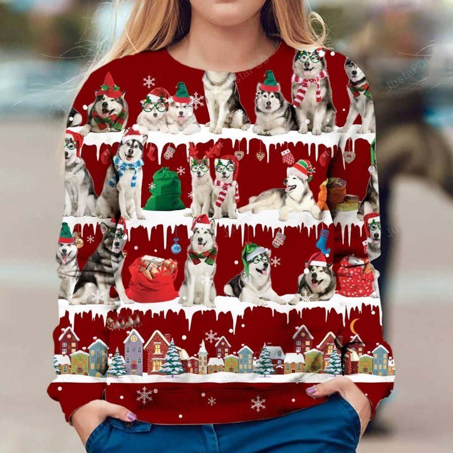 Alaskan Malamute Snow Christmas Ugly Sweater- Best Christmas Gifts 2023