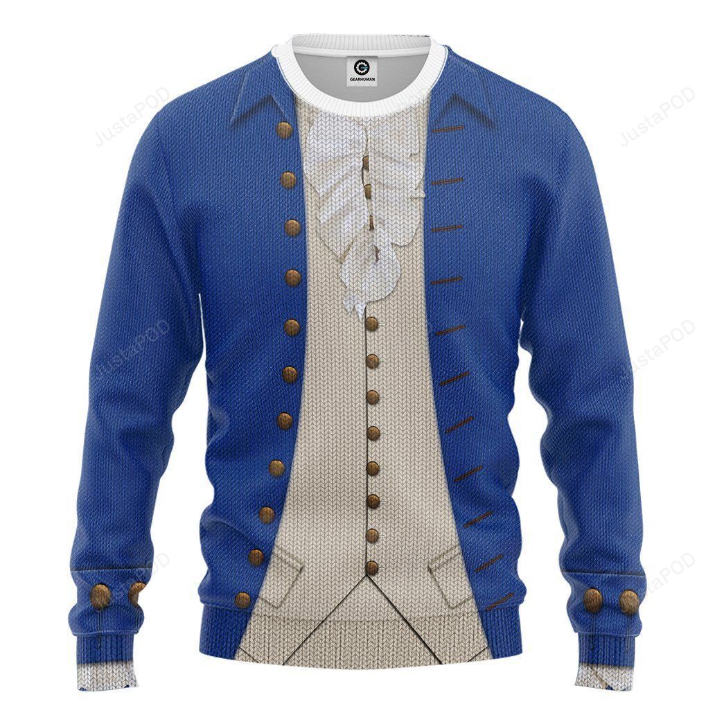 Alexander Hamilton Blue Christmas Ugly Sweater- Best Christmas Gifts 2023