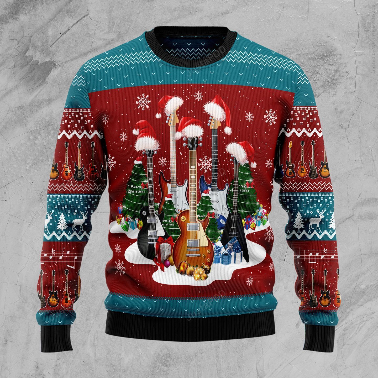 All Of Electric Guitar Christmas Ugly Sweater- Best Christmas Gifts 2023