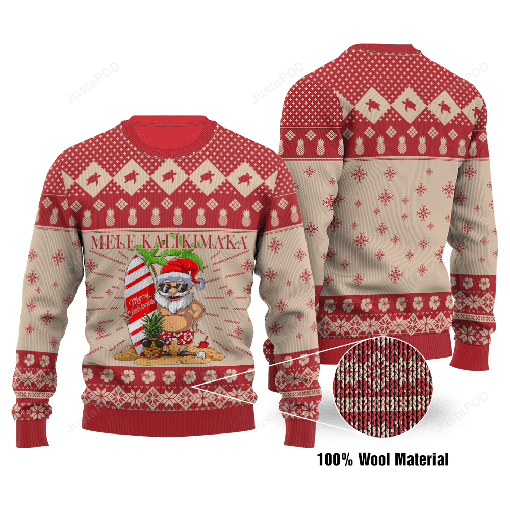 Aloha Hawaii Mele Kalikimaka Santa Claus Christmas Ugly Sweater- Best Christmas Gifts 2023