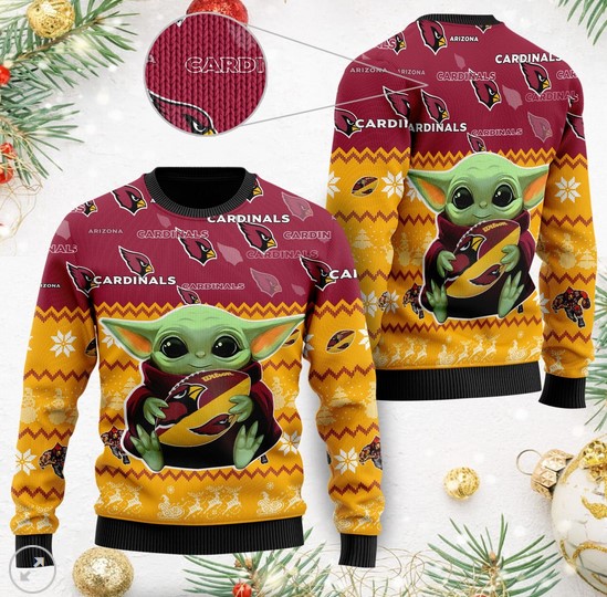 Arizona Cardinals Baby Yoda Christmas Ugly Sweater- Best Christmas Gifts 2023