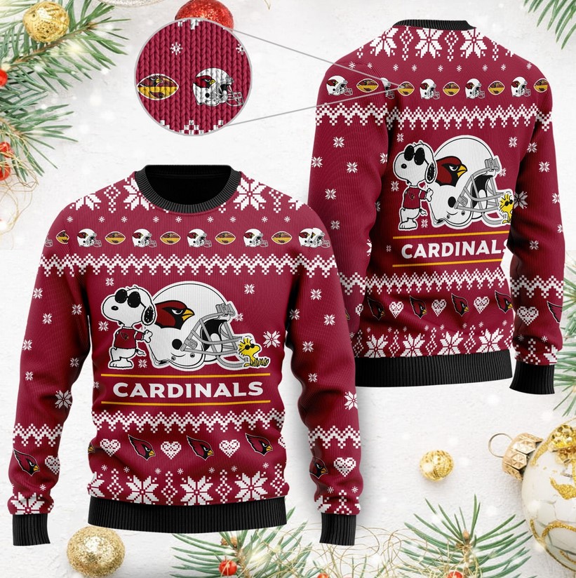 Arizona Cardinals Cute The Snoopy Show Football Helmet Christmas Ugly Sweater- Best Christmas Gifts 2023