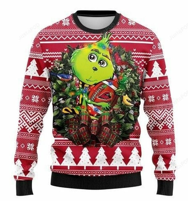 Arizona Cardinals Grinch Hug Christmas Ugly Sweater- Best Christmas Gifts 2023