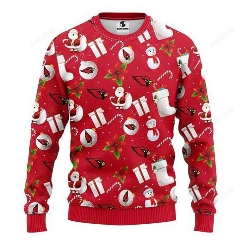 Arizona Cardinals Santa Snowman Christmas Ugly Sweater- Best Christmas Gifts 2023