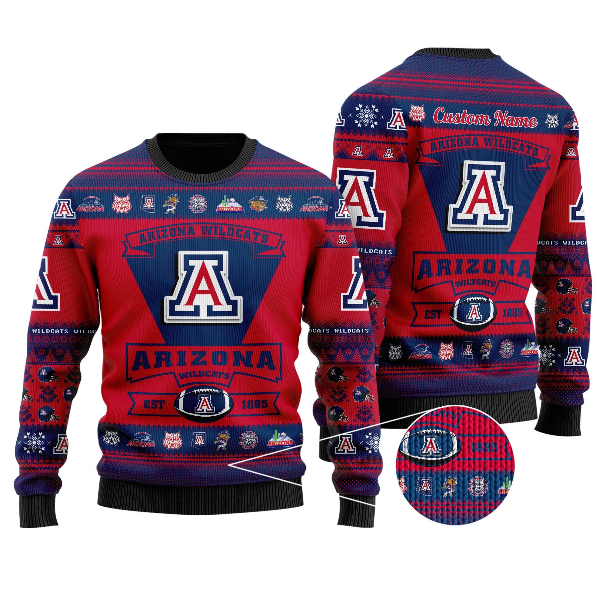 Arizona Wildcats Est 1885 NFL Christmas Ugly Sweater- Best Christmas Gifts 2023