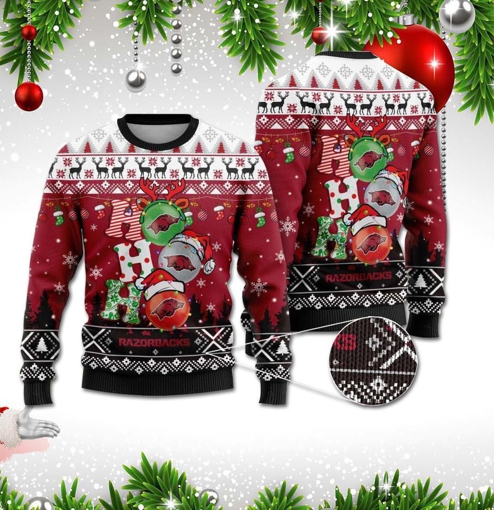 Arkansas Razorbacks Ho Ho Ho Christmas Ugly Sweater- Best Christmas Gifts 2023