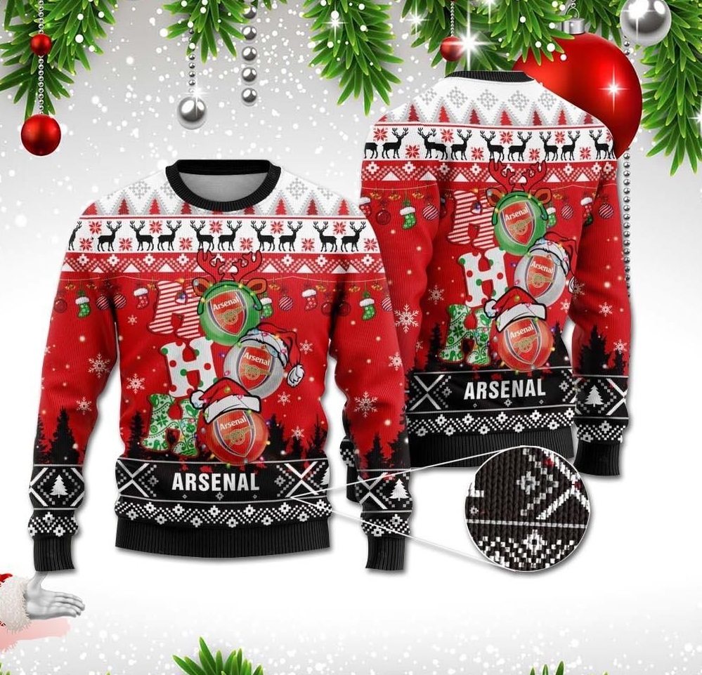 Arsenal Ho Ho Ho Christmas Ugly Sweater- Best Christmas Gifts 2023