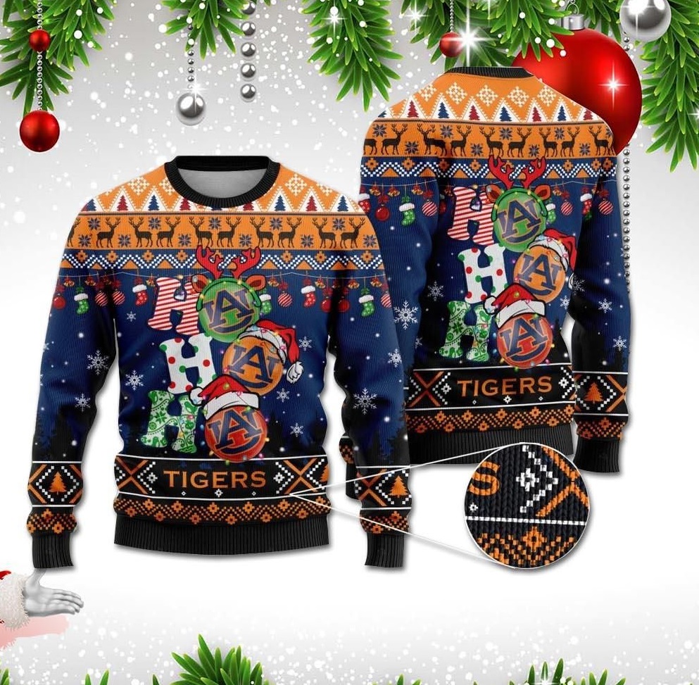 Auburn Tigers Ho Ho Ho Christmas Ugly Sweater- Best Christmas Gifts 2023